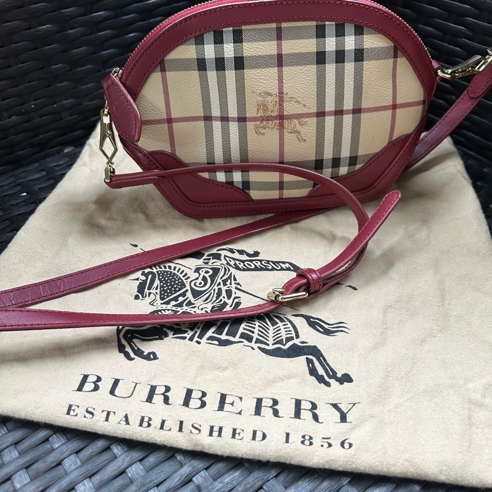 Authentic Burberry Red and Beige Crossbody Bag
